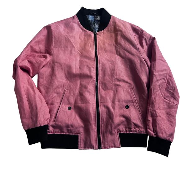Gianni Feraud Men's Linen Blend Full Zip Bomber Jacket - Picture 1 of 7